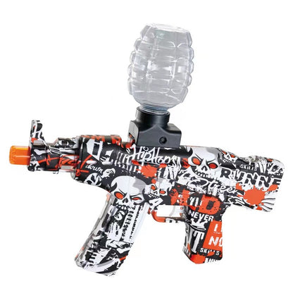 Mitraliera de jucarie electrica cu bile de hidrogen de gel, gun bluster, tragere in rafala, varsta peste 6 ani, ochelari de protectie, 5000 de bile incluse, cablu de incarcare, 28x31 cm, AK47, verde
