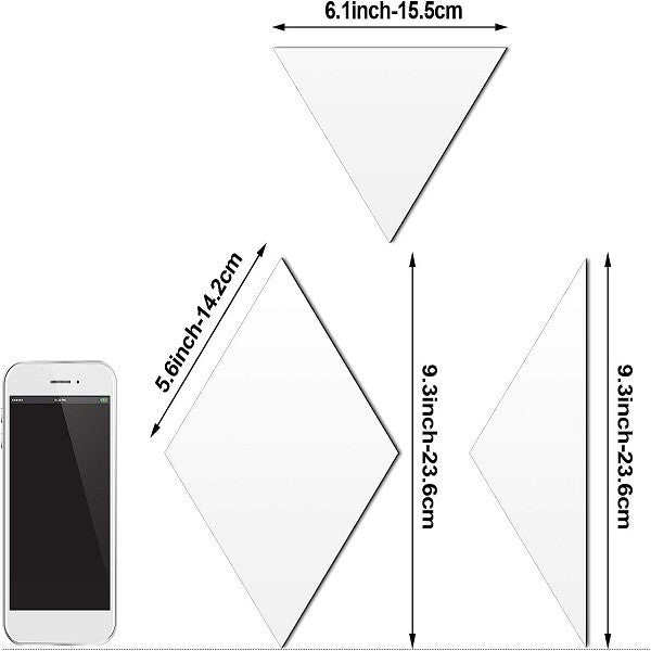 Set 32 de Oglinzi Autocolante pentru Perete, Formă de Romb