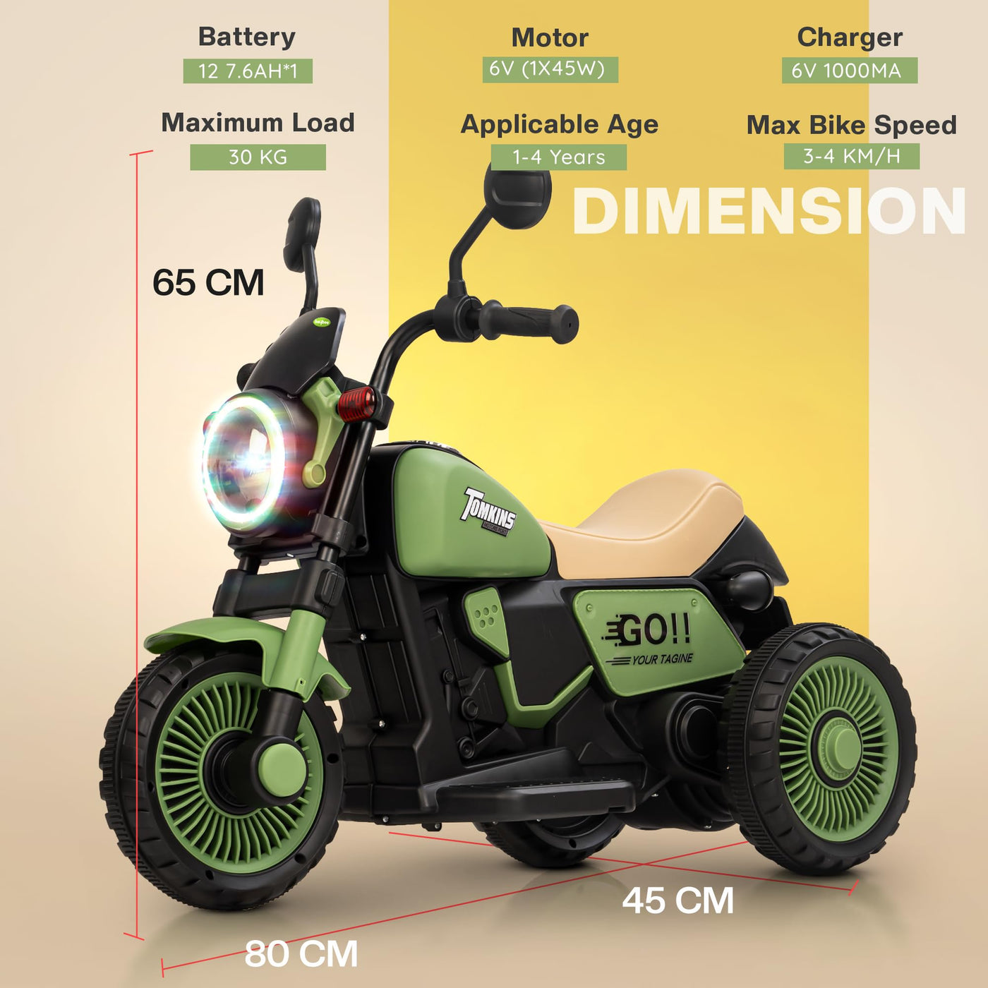 Motocicletă Reîncărcabilă Baybee Cruzer pentru Copii cu Accelerație și Funcții Multimedia 1-5 ani