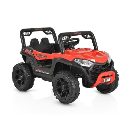 Masinuta Electrica, pe 4 Roti, Tip Jeep, cu Telecomanda Bluetooth, 2 Usi,cu Acumulator, Sistem Anti-Rasturnare, Sistem de Lumini si Sunet, 2-8 Ani, 100 x 61 x 62 cm, Rosu