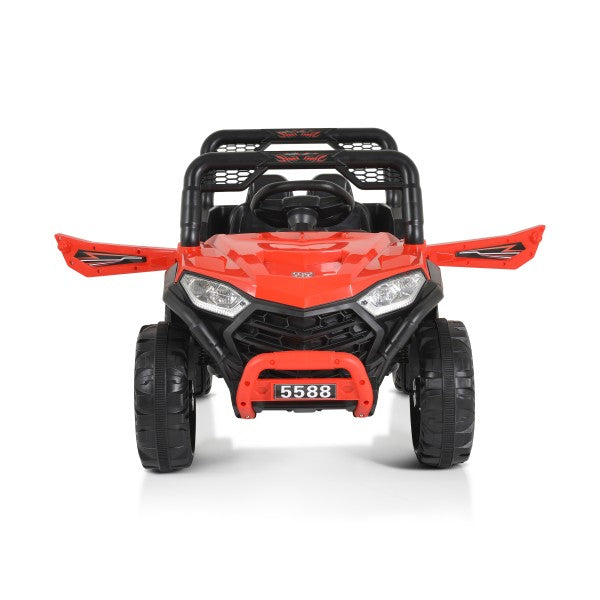 Masinuta Electrica, pe 4 Roti, Tip Jeep, cu Telecomanda Bluetooth, 2 Usi,cu Acumulator, Sistem Anti-Rasturnare, Sistem de Lumini si Sunet, 2-8 Ani, 100 x 61 x 62 cm, Rosu