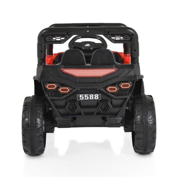 Masinuta Electrica, pe 4 Roti, Tip Jeep, cu Telecomanda Bluetooth, 2 Usi,cu Acumulator, Sistem Anti-Rasturnare, Sistem de Lumini si Sunet, 2-8 Ani, 100 x 61 x 62 cm, Rosu