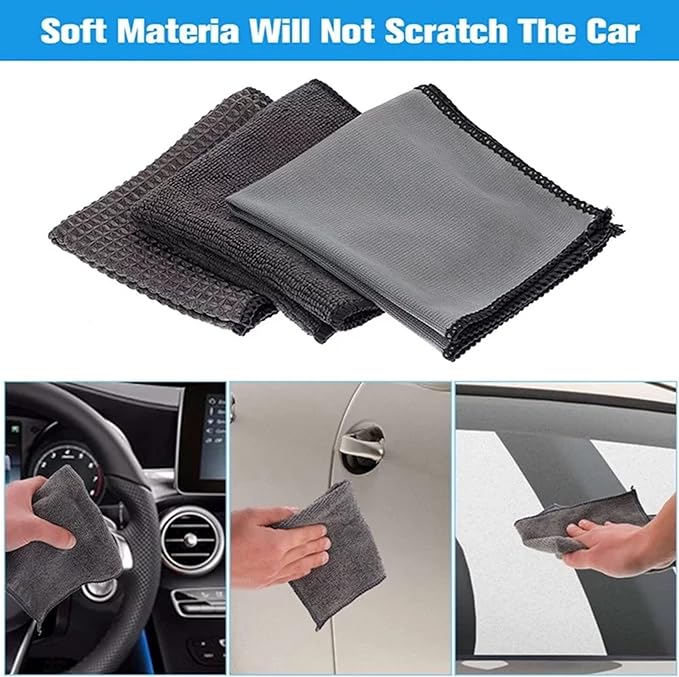 Kit de îngrijire auto premium, 9 piese din microfibra