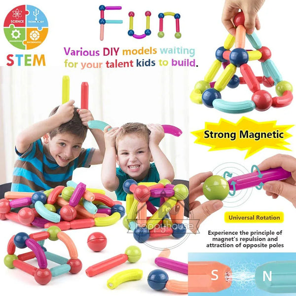 Set construcție magnetică 100 piese – joc educativ Montessori