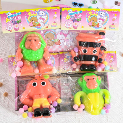 Jucarie Antistres Squishy, selexmo, Model Omulet Musculos, cu Revenire Lenta, din TPR, 12 x 11 x 3 cm, Multicolor