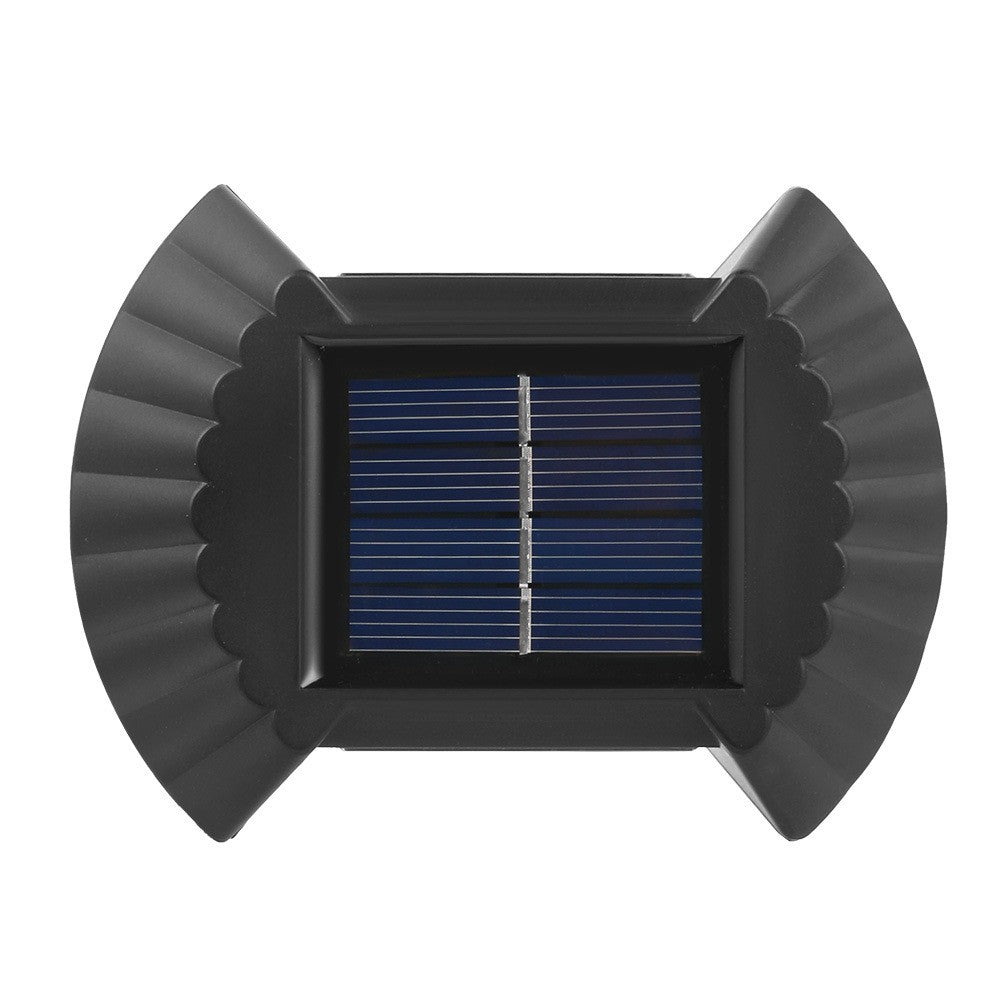 Aplica solaraLED bidirectionala pentru perete Selexmo, in forma de funda, 8 LED-uri, material ABS si PC, lumina puternica, IP65, 10 x 7.5 cm, baterie 1.2 V, 300 mAh, autonomie 8-10 ore, alb cald