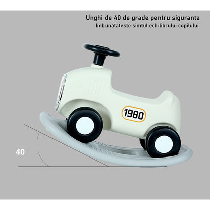 Balansoar si masinuta pentru copii, unghi 40 de grade, pentru interior si exterior, volan cu sunete si lumini