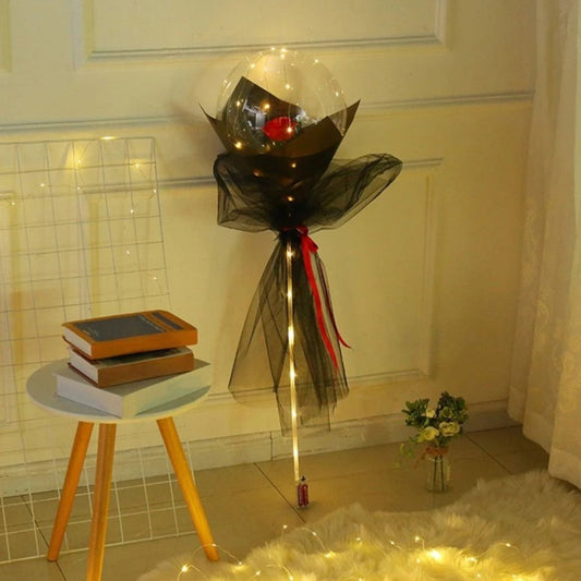 Trandafir în Balon cu LED – Cadou Elegant și Romantic