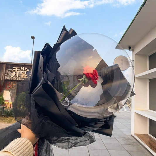 Trandafir în Balon cu LED – Cadou Elegant și Romantic