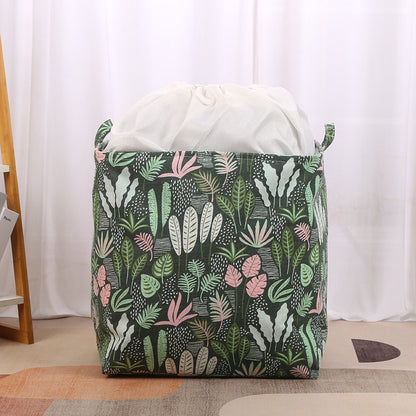 Cutie de Depozitare Pliabila, selexmo, Impermeabila, cu Snur, Capacitate 100 L, cu Manere, 50x50x40cm, Model Frunze, Verde