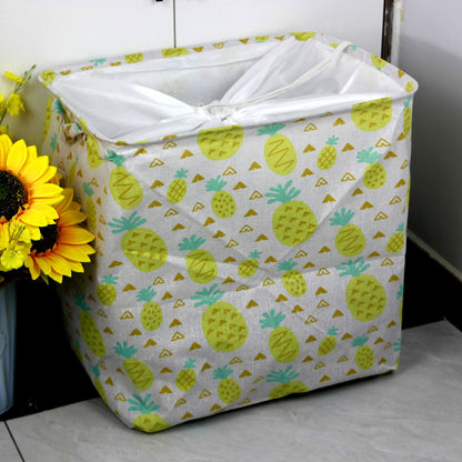 Cutie de Depozitare Pliabila, selexmo, Impermeabila, cu Snur, Capacitate 100 L, cu Manere, 50x50x40cm, Model Ananas, Galben
