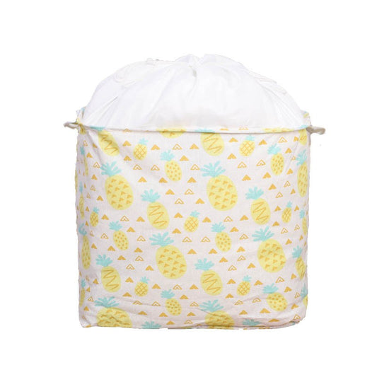 Cutie de Depozitare Pliabila, selexmo, Impermeabila, cu Snur, Capacitate 100 L, cu Manere, 50x50x40cm, Model Ananas, Galben