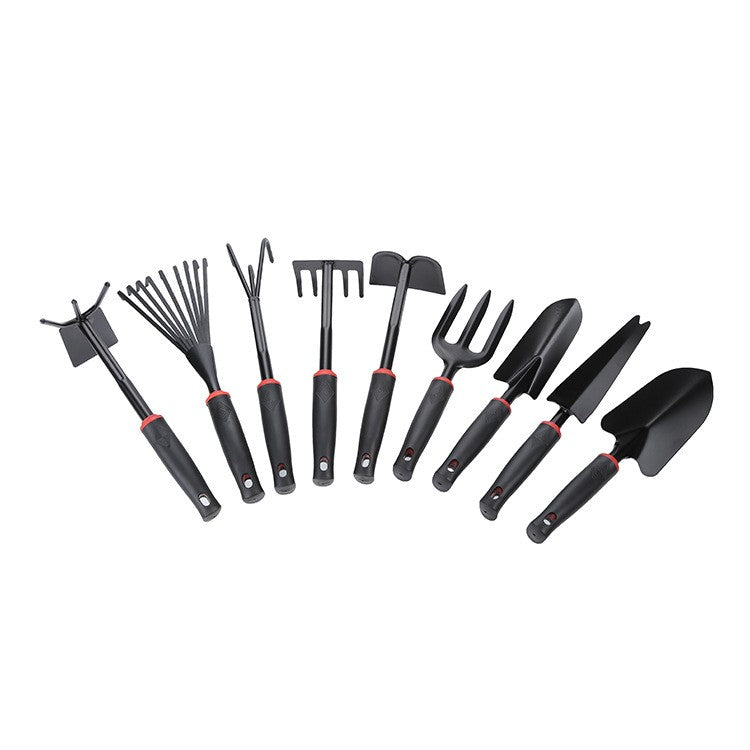 Set 9 Unelte de Gradina, pentru Plantare Prelucrare Sol si Ingrijire Plante, Material PVC si cardboard, 25 x 14.5 cm, negru