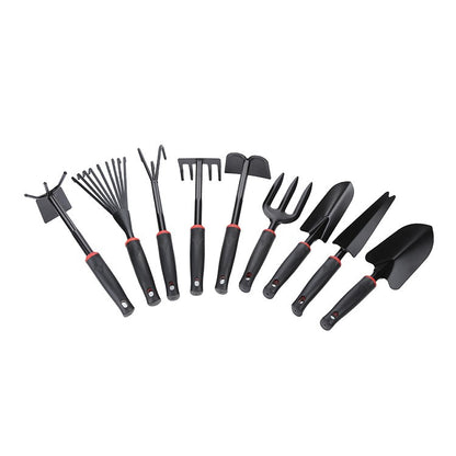 Set 9 Unelte de Gradina, pentru Plantare Prelucrare Sol si Ingrijire Plante, Material PVC si cardboard, 25 x 14.5 cm, negru