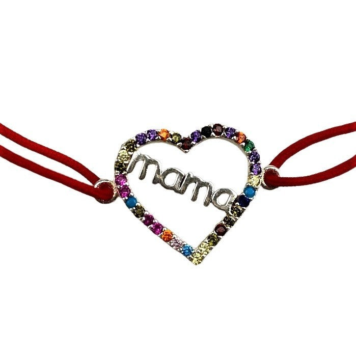 Bratara Snur Reglabil, Argint 925, Mama Cu Zirconii Colorate 1.2 g