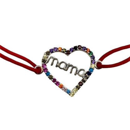 Bratara Snur Reglabil, Argint 925, Mama Cu Zirconii Colorate 1.2 g