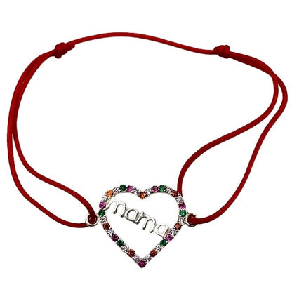 Bratara Snur Reglabil, Argint 925, Mama Cu Zirconii Colorate 1.2 g