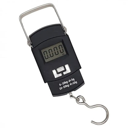 Cantar Digital de Mana cu Carlig, Cantar Portabil, Pescuit, cu Maner, Capacitate 50 kg, cu Metru Incorporat