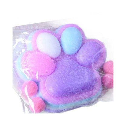 Jucarie Antistres Squishy, selexmo, cu Revenire Lenta, Model Labuta de Pisica Pufoasa, 220g, 12.5 x 10.5 cm Squeeze Pinch Family, Ambalaj Transparent, Mov