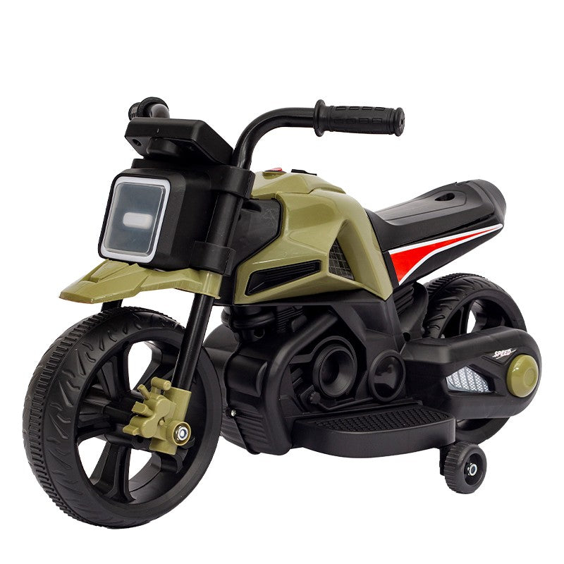 Motocicletă Electrică cu 2 Roti Mari si 2 Ajutatoare, Acumulator Încarcare, Anti-Rasturnare, Lumini LED