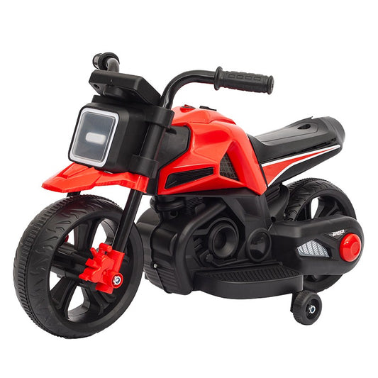 Motocicletă Electrică cu 2 Roti Mari si 2 Ajutatoare, Acumulator Încarcare, Anti-Rasturnare, Lumini LED