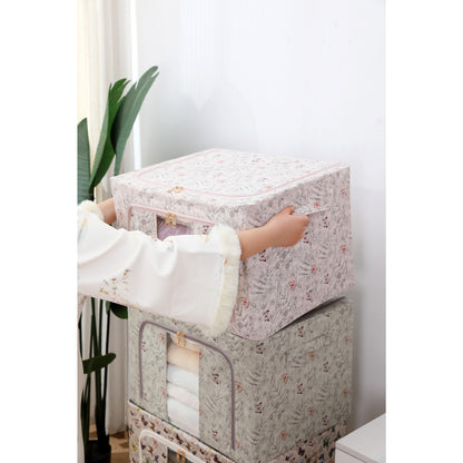Cutie Depozitare, selexmo, 66L, din Material Textil, 50 x 40 x 33 cm, pentru Haine si Lenjerii, Model Fluturasi, Roz