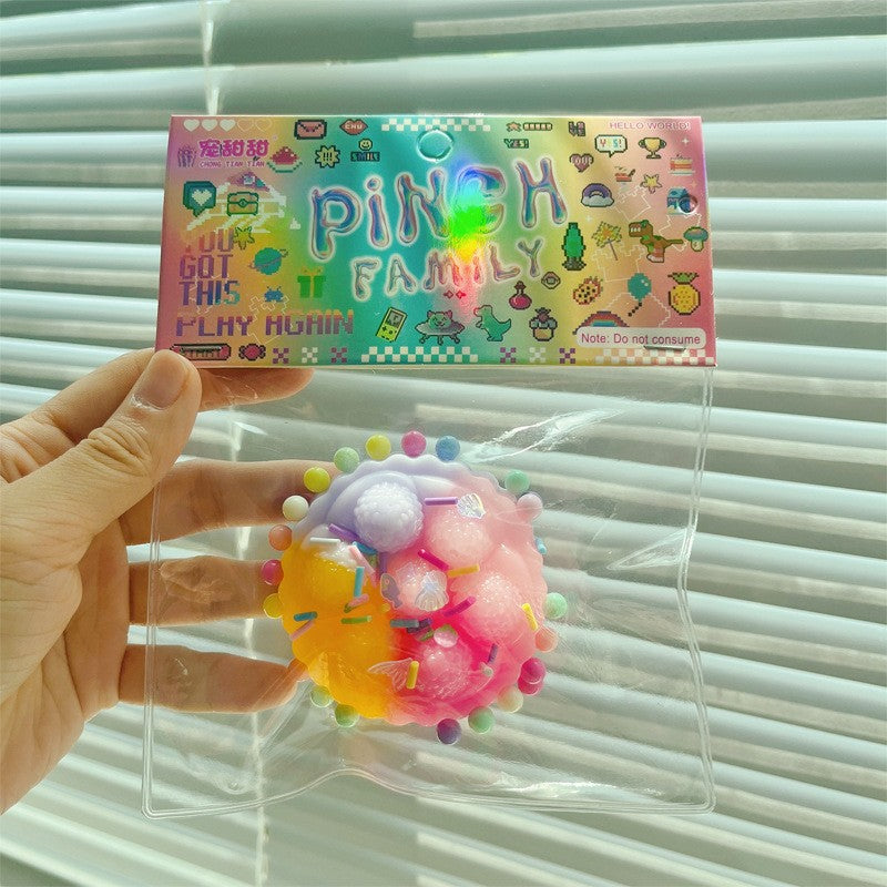 Jucarie Antistres Squishy, selexmo, cu Revenire Lenta, Squeeze Pinch Family, Model Prajiturica, 6x6 cm, 60g, Ambalaj Transparent, Multicolor