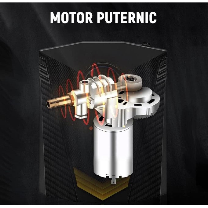 Compresor Auto Portabil cu Lanterna si Afisaj Electornic, DC 12V, 120W, 35L/min, Cablu de alimentare 3m, Pompa Biciclete, Moto, Mingi, Saltele, Max 10.3bar, lumina LED, Negru
