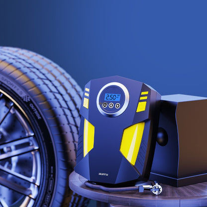 Compresor Auto Portabil cu Lanterna si Afisaj Electornic, DC 12V, 120W, 35L/min, Cablu de alimentare 3m, Pompa Biciclete, Moto, Mingi, Saltele, Max 10.3bar, lumina LED, Negru