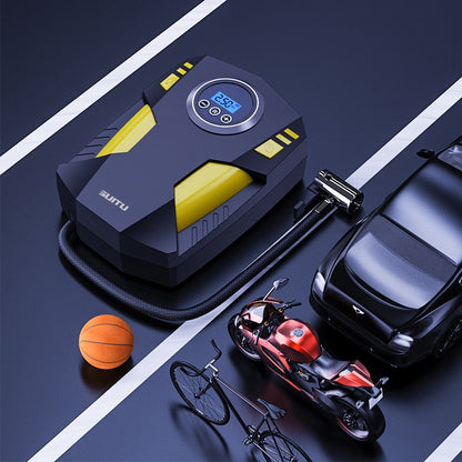 Compresor Auto Portabil cu Lanterna si Afisaj Electornic, DC 12V, 120W, 35L/min, Cablu de alimentare 3m, Pompa Biciclete, Moto, Mingi, Saltele, Max 10.3bar, lumina LED, Negru