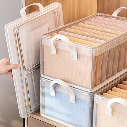 Cutie container de depozitare din PVC, selexmo, de stocare, Dimensiuni multiple, Accesoriu robust pentru organizarea de uz casnic, volum 26L, 47 x 28 x 20 cm, Transparenta