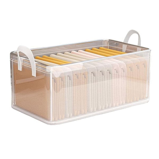 Cutie container de depozitare din PVC, selexmo, de stocare, Dimensiuni multiple, Accesoriu robust pentru organizarea de uz casnic, volum 26L, 47 x 28 x 20 cm, Transparenta
