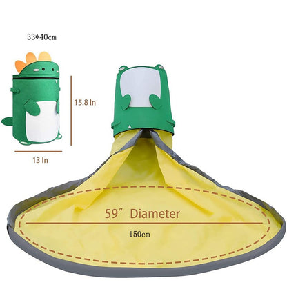 Cutie de Depozitare 2In1, selexmo, Impermeabila, Covor pentru Jucarii si Lego 150cm, Capacitate Mare, cu Manere, cu Sfori, Inaltime 40cm, Model Dinozaur, Verde