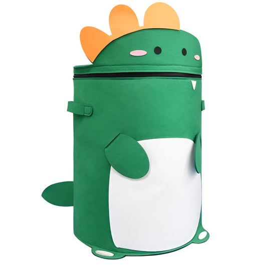 Cutie de Depozitare 2In1, selexmo, Impermeabila, Covor pentru Jucarii si Lego 150cm, Capacitate Mare, cu Manere, cu Sfori, Inaltime 40cm, Model Dinozaur, Verde