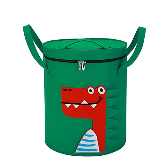 Cutie de Depozitare 2In1, selexmo, Impermeabila, Covor pentru Jucarii si Lego 150cm, Capacitate Mare, cu Manere, cu Sfori, Inaltime 40cm, Model Crocodil, Verde