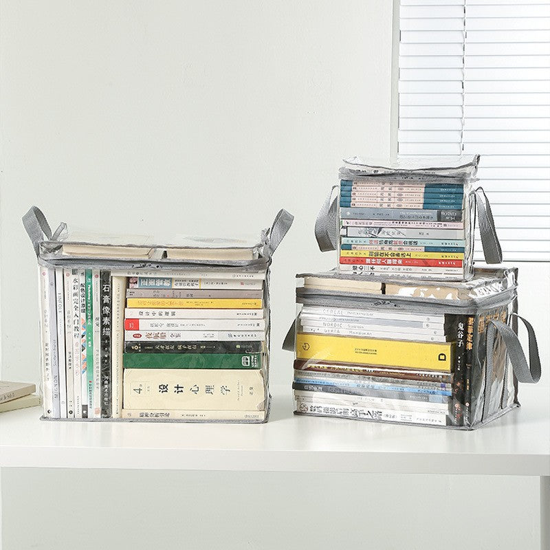 Cutie de Depozitare, selexmo, din PVC+Textil, Rezistenta la Apa, Geanta pentru Carti, 23x17x28 cm, Transparent-Alb