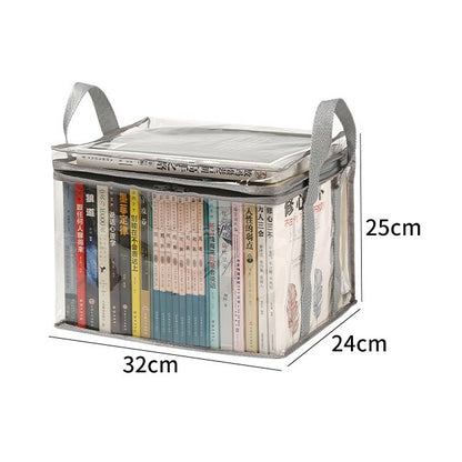 Cutie de Depozitare, selexmo, din PVC + Textil, Rezistenta la Apa, Geanta pentru Carti, 32x24x25 cm, Transparent-Alb