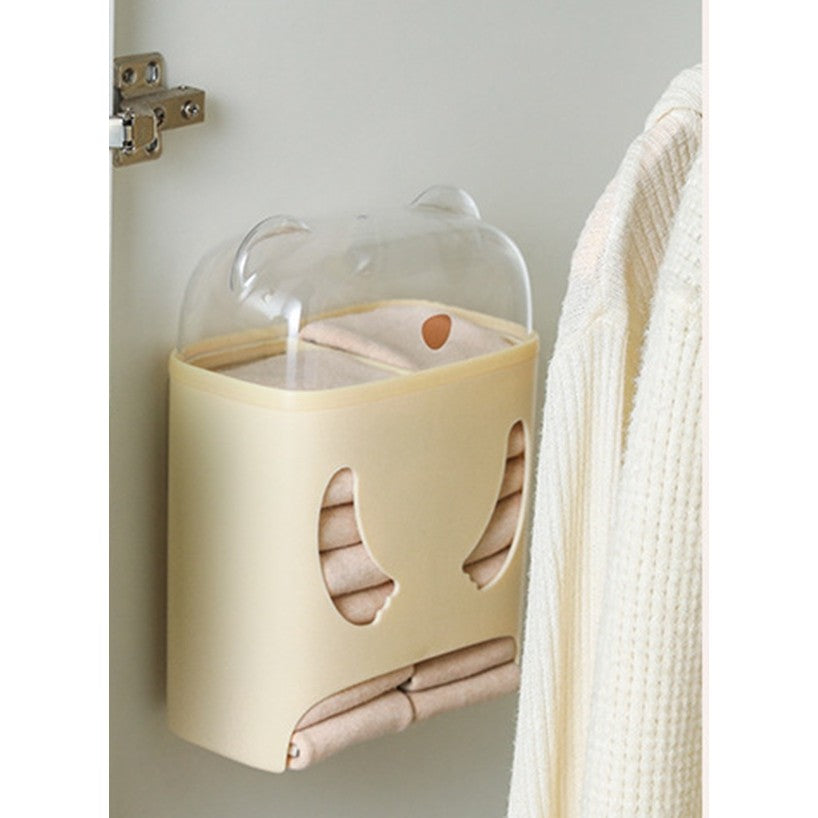 Cutie de Depozitare, selexmo, Montare Perete, Adeziv, Fara Perfoare, din ABS, Model Urs, 18 x 11 x 25 cm, Crem