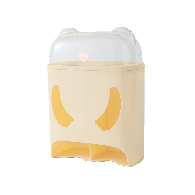 Cutie de Depozitare, selexmo, Montare Perete, Adeziv, Fara Perfoare, din ABS, Model Urs, 18 x 11 x 25 cm, Crem