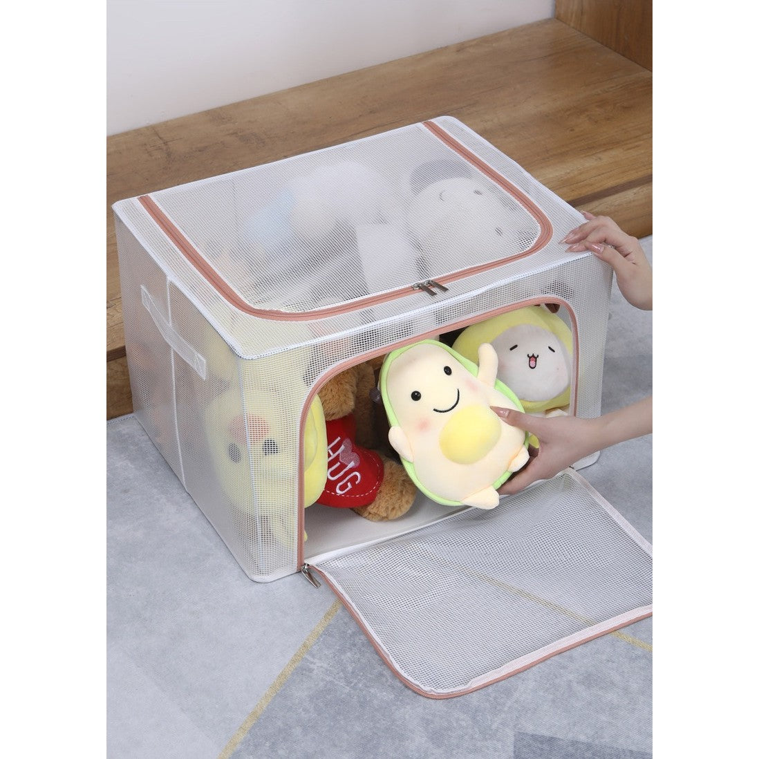Cutie de Depozitare, selexmo, pentru Camera Copiilor, 100L, din PVC, Model Dinozaur, 60 x 42 x 40 cm, Transparent