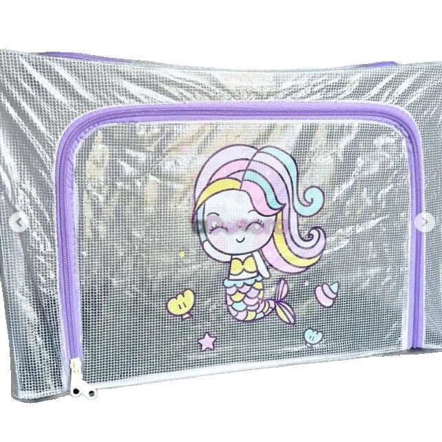 Cutie de Depozitare, selexmo, pentru Camera Copiilor, 100L, din PVC, Model Sirena, 60 x 42 x 40 cm, Transparent