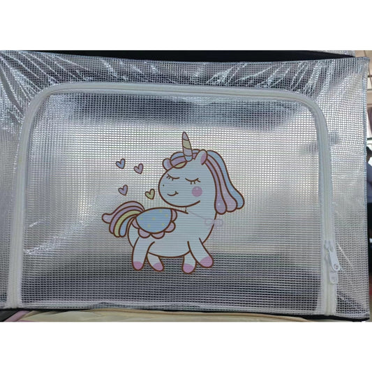 Cutie de Depozitare, selexmo, pentru Camera Copiilor, 100L, din PVC, Model Unicorn, 60 x 42 x 40 cm, Transparent
