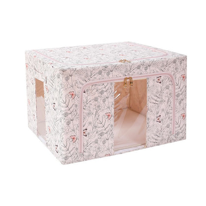 Cutie Depozitare, selexmo, 66L, din Material Textil, 50 x 40 x 33 cm, pentru Haine si Lenjerii, Model Fluturasi, Bej