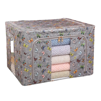 Cutie Depozitare, selexmo, 66L, din Material Textil, 50 x 40 x 33 cm, pentru Haine si Lenjerii, Model Fluturasi, Gri Inchis