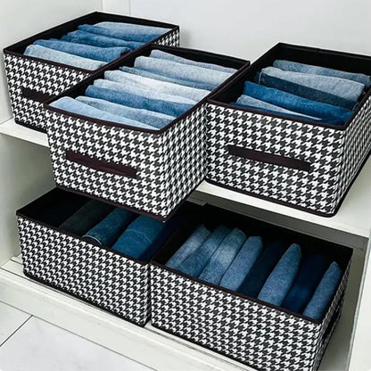 Cutie De Depozitare, selexmo, Pentru Haine, Lenjerie, Sosete Si Sutiene, Material Textil, 7 Compartimente, 44x30x20 cm, Culoare Alb-Negru