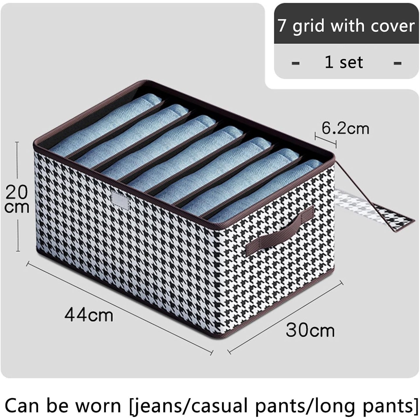 Cutie De Depozitare, selexmo, Pentru Haine, Lenjerie, Sosete Si Sutiene, Material Textil, 7 Compartimente, 44x30x20 cm, Culoare Alb-Negru