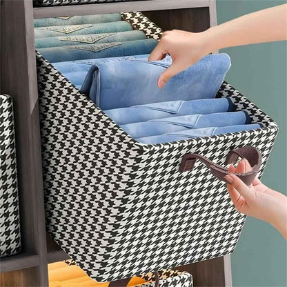 Cutie De Depozitare, selexmo, Pentru Haine, Lenjerie, Sosete Si Sutiene, Material Textil, 7 Compartimente, 44x30x20 cm, Culoare Alb-Negru
