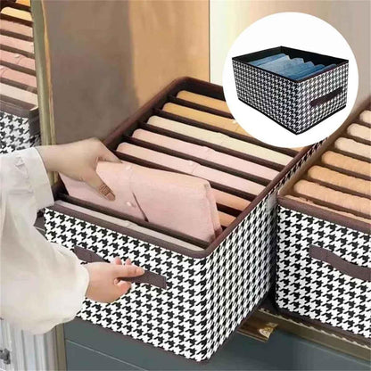 Cutie De Depozitare, selexmo, Pentru Haine, Lenjerie, Sosete Si Sutiene, Material Textil, 7 Compartimente, 44x30x20 cm, Culoare Alb-Negru