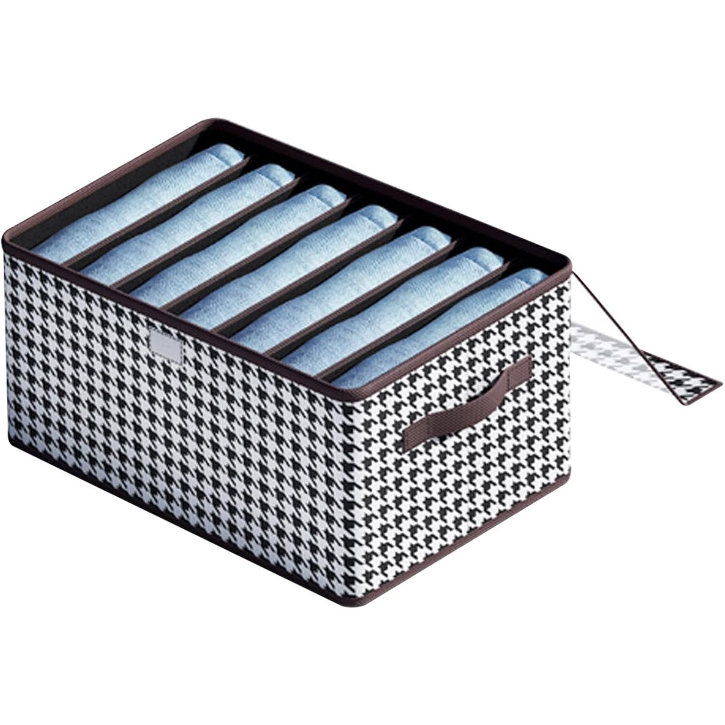 Cutie De Depozitare, selexmo, Pentru Haine, Lenjerie, Sosete Si Sutiene, Material Textil, 7 Compartimente, 44x30x20 cm, Culoare Alb-Negru