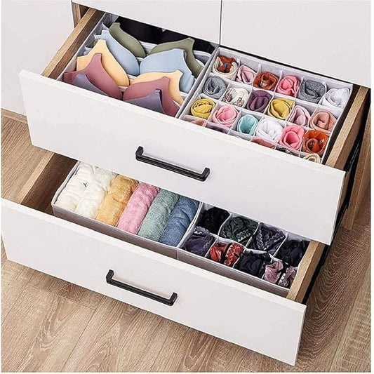 Cutie De Depozitare, selexmo, Pentru Lenjerie, Sosete Si Sutiene, Material Textil, 24 Compartimente, 32 x 32 x 10 cm, Culoare Gri
